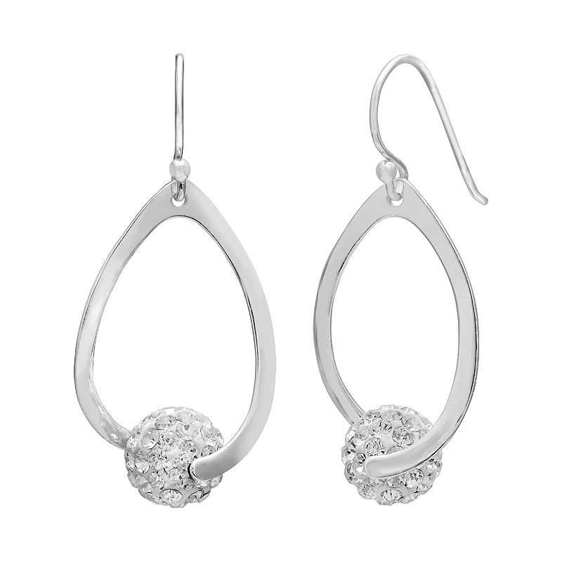 PRIMROSE Sterling Silver Crystal Ball Teardrop Earrings, Womens, Size: 22 