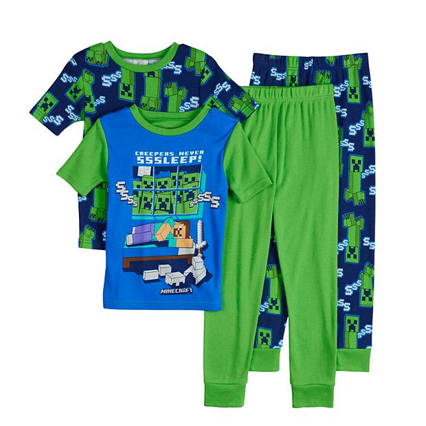 Boys 6 12 Minecraft Never Sleep Tops Bottoms Pajama Set