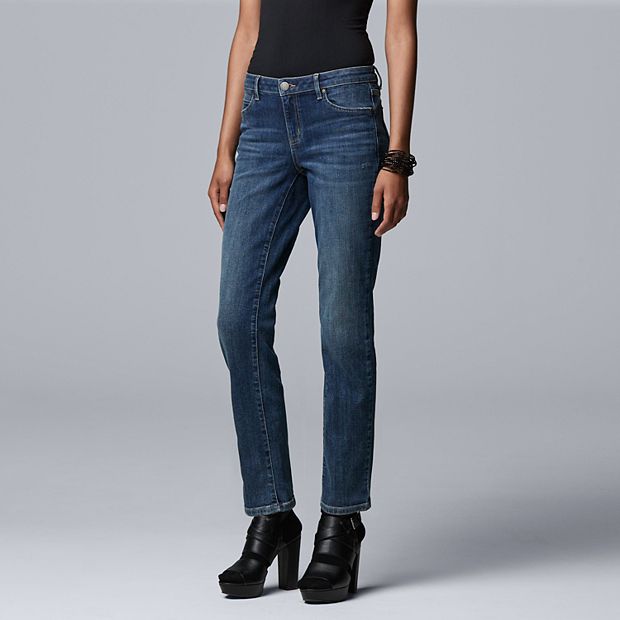 Petite Simply Vera Vera Wang Power Stretch Straight-Leg Jeans