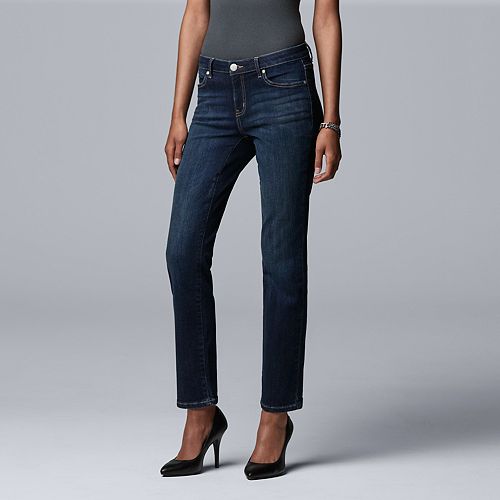 black stretch straight leg jeans