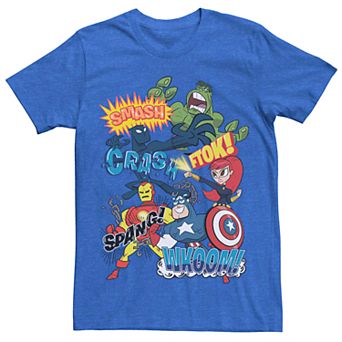 Men's Marvel's Avengers Sound Effects Retro Cartoon Style Tee