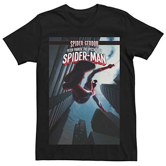 Men's Marvel's Spider-Geddon Spider-Man Leap Comic Cover Tee