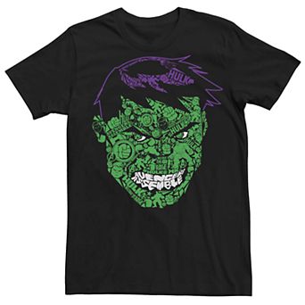 Men's Marvel's Hulk Face Build Up Fill Tee