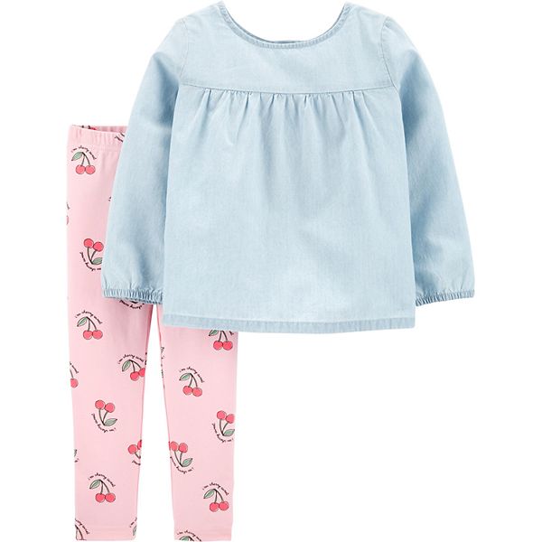 Toddler Girl Carter's Chambray Top & Cherry Leggings Set