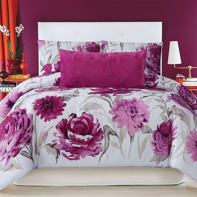 Christian Siriano Remy Floral Duvet Cover Set, Pink, Full/Queen