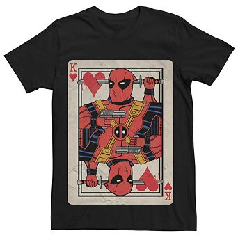Men's Marvel Deadpool King Of Hearts Playing Card Tee