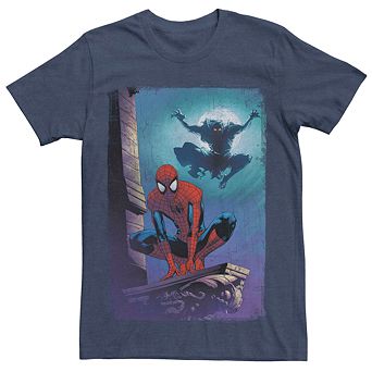 Men's Marvel Spider-Man Goblin Cartoon Poster Tee