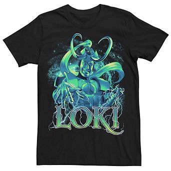 Men's Marvel Smiling Loki Galaxy Lightning Tee