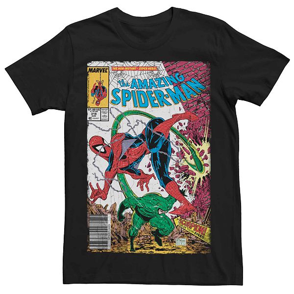Men's Marvel Spider-Man vs Scorpion Comic Book Cover Tee