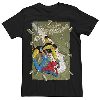 Men's Marvel The Amazing Spider-Man Fighting Cartoon Poster Tee
