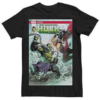 Men's Marvel Legacy Hulk vs Thor Comic Book Cover Tee