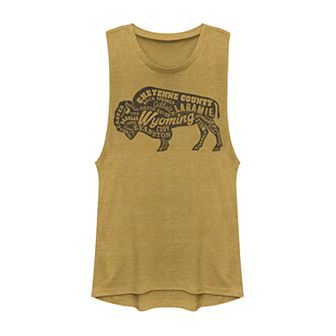 Juniors' Wyoming Buffalo Graphic Muscle Tank Top