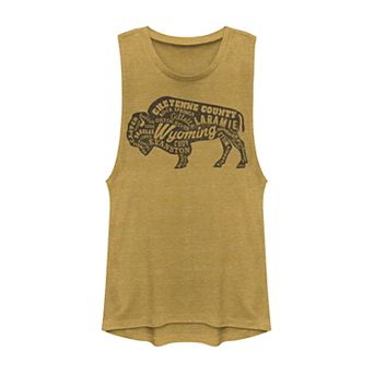 Juniors' Wyoming Buffalo Graphic Muscle Tank Top