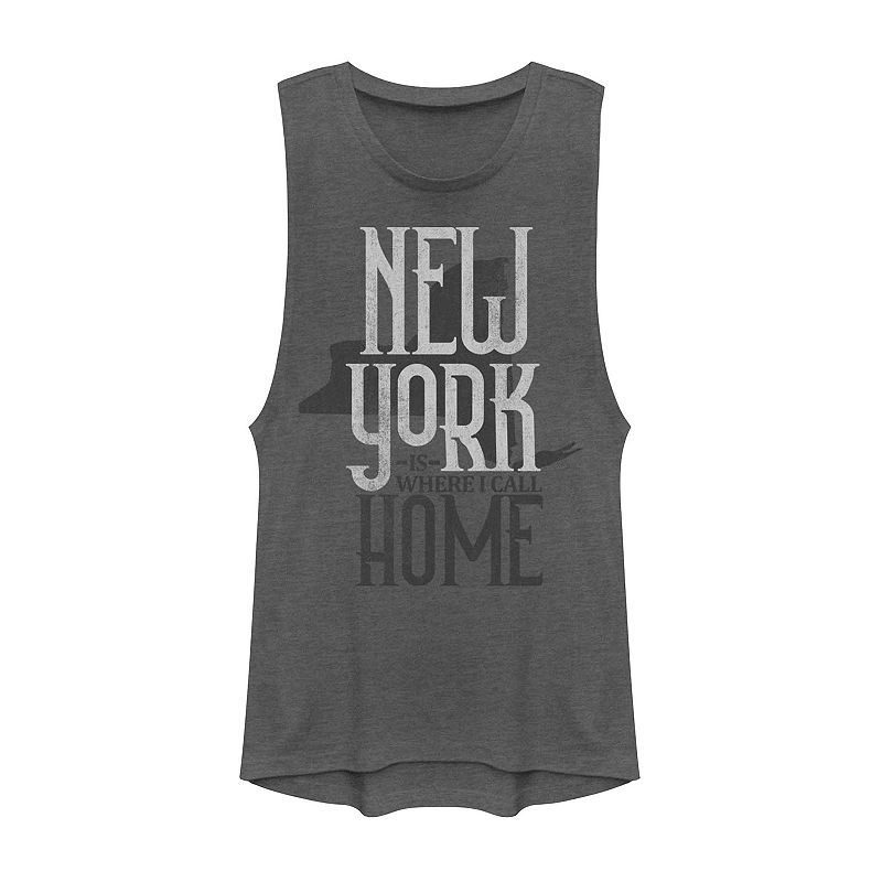 Juniors New York Is Where I Call Home Graphic Muscle Tank, Girls, Si