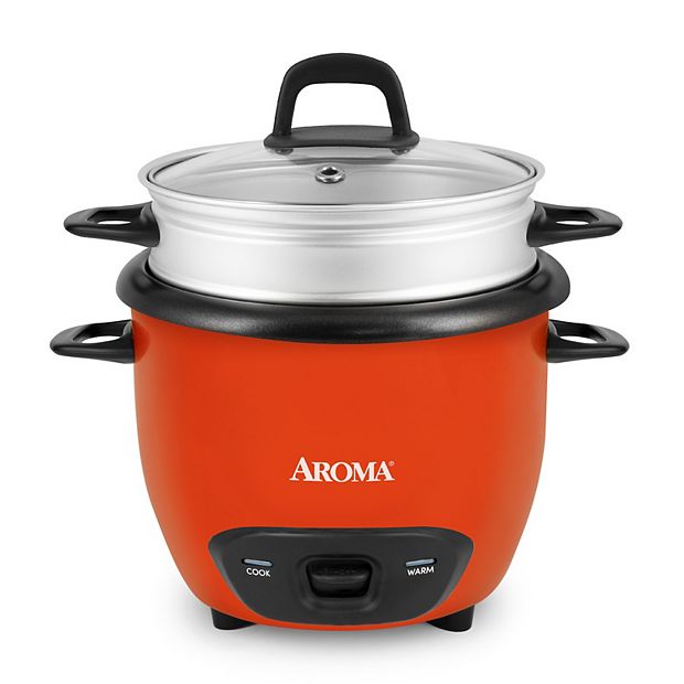 Aroma 6-Cup (Cooked) / 1.5Qt. Rice & Grain Cooker, Orange, New, Arc-743-1ngor