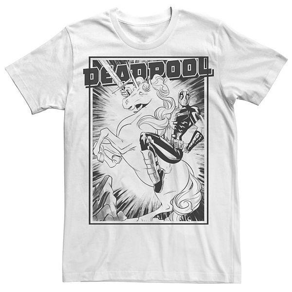 Men's Marvel Deadpool Unicorn Ride Poster Tee