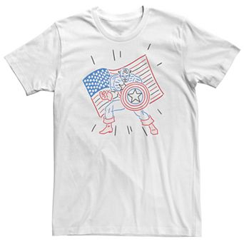 Men's Marvel Captain America Red White Blue Doodle Tee