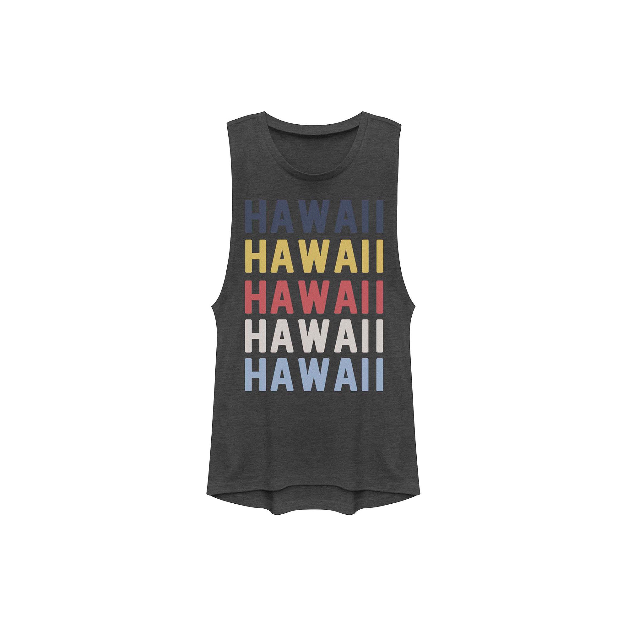 Juniors Hawaii Stack Graphic Muscle Tank Top, Girls, Size: XS, Grey