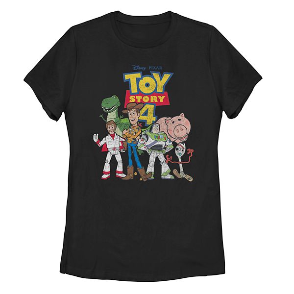 Juniors' Disney Pixar Toy Story 4 Buzz, Woody, and Friends Group Tee