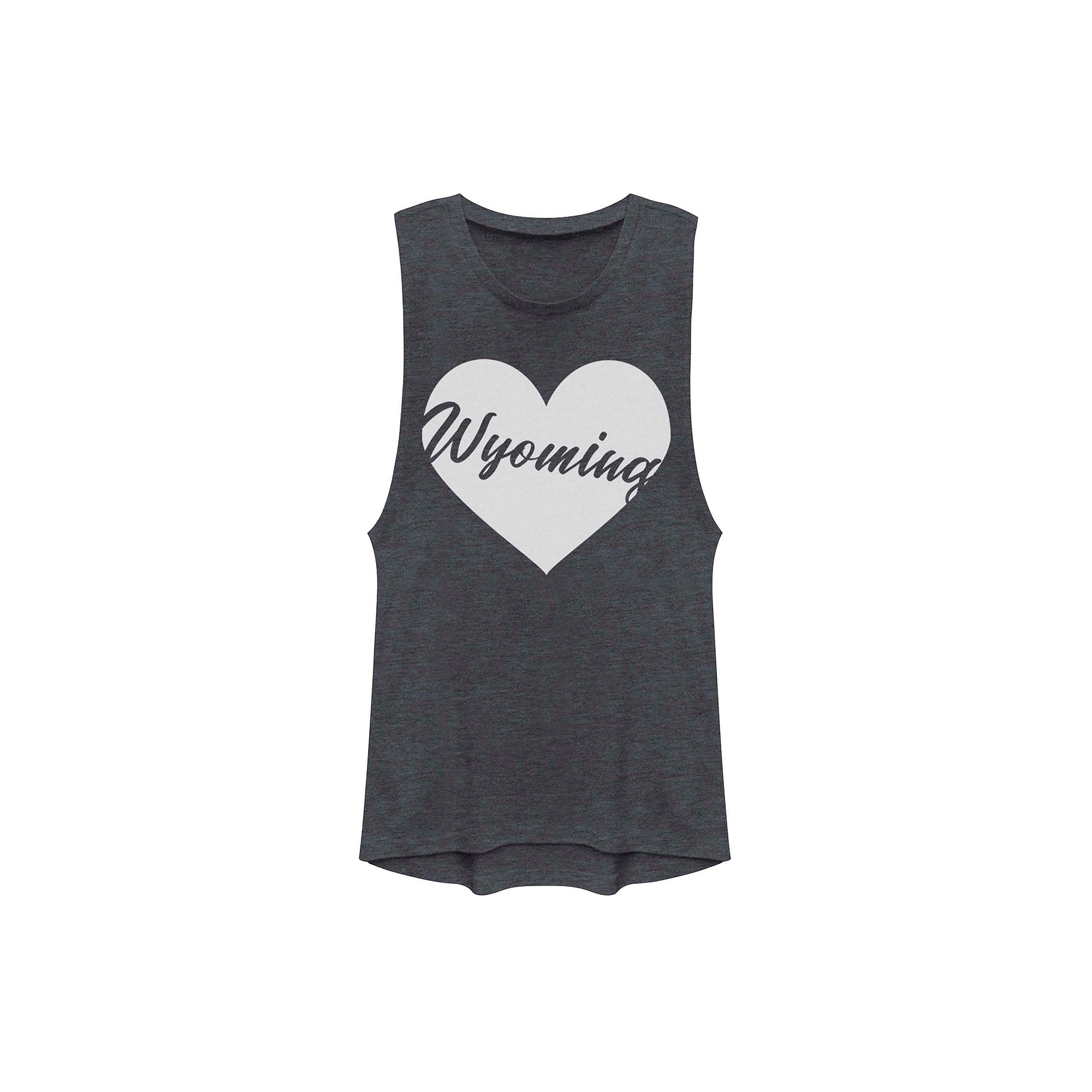 Juniors Wyoming Heart Graphic Muscle Tank Top, Girls, Size: XS, Denim Gre