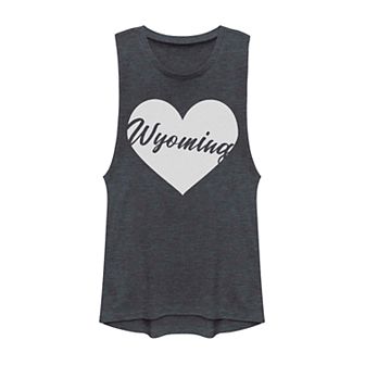 Juniors' Wyoming Heart Graphic Muscle Tank Top