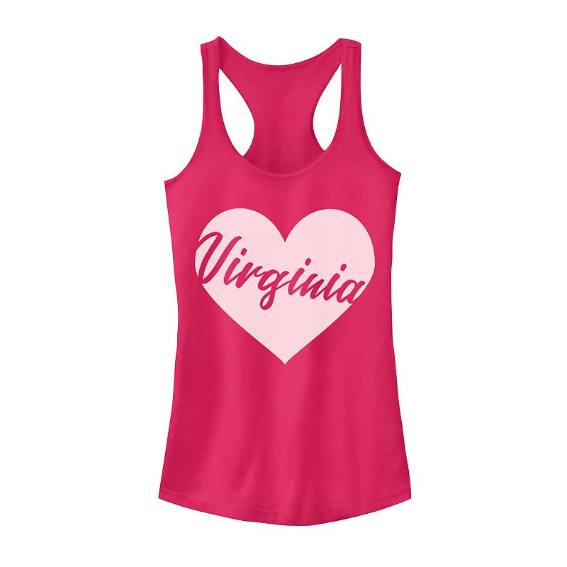 Juniors Virginia Heart Graphic Tank, Girls, Size: XXL, Red