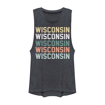 Juniors' Wisconsin State Graphic Muscle Tank Top