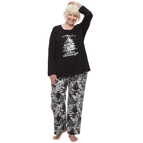 Plus Size Jammies For Your Families Camo Family Tee Pants Pajama Set