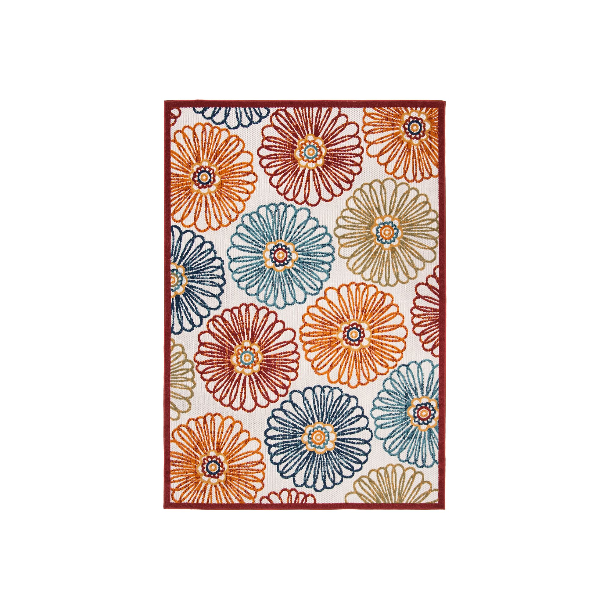 Safavieh Cabana Evie Rug Gray/Blue, Creme Red
