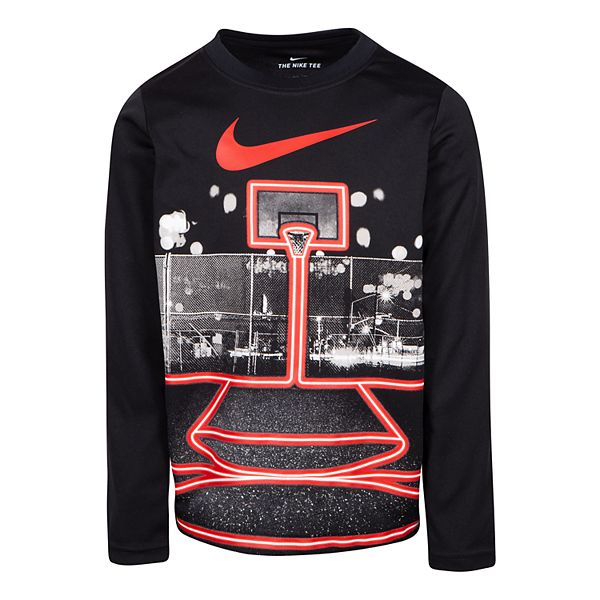 Boys 4-7 Nike Dri-FIT Long Sleeve Basketball Court Glow Graphic T-Shirt