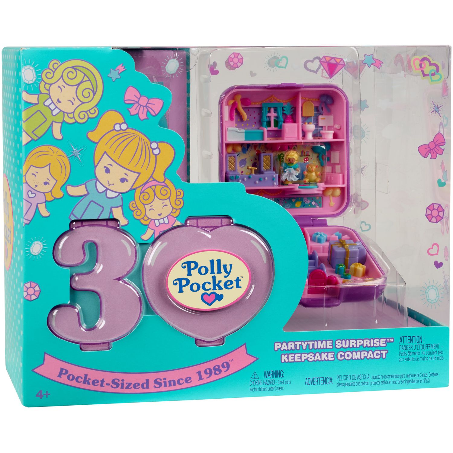polly pocket 30th anniversary retro partytime surprise keepsake compact