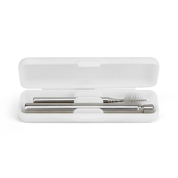 Kikkerland Collapsible Stainless Steel Straw with Cleaning Brush & Case 