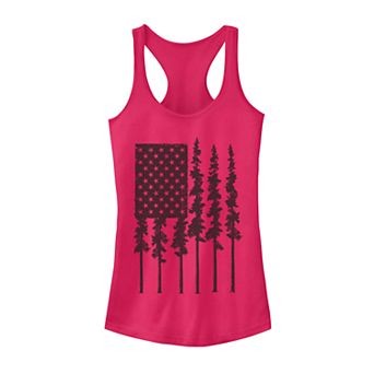 Juniors' Pine Tree American Flag Tank Top
