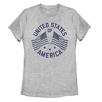 Juniors' United States Of America Double Flag Graphic Tee