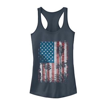Juniors' Palm Tree American Flag Tank Top