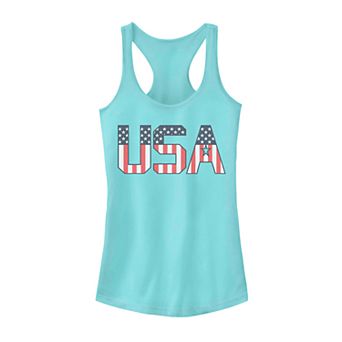 Juniors' USA Flag Text Tank Top