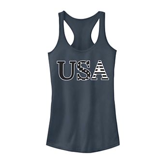 Juniors' Stars And Stripes Text Tank Top