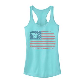 Juniors' Distressed Flag Eagle Silhouette Tank Top