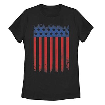 Juniors' Distressed Stars and Stripes Tee