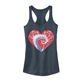 Juniors' Tie Dye Heart Racerback Tank Top
