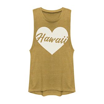Juniors' Hawaii Heart Graphic Muscle Tank Top