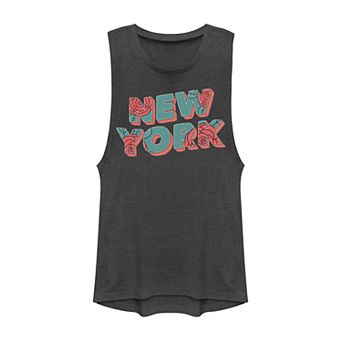 Juniors' New York Retro Rose Graphic Muscle Tank Top