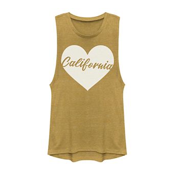 Juniors' California Heart Graphic Muscle Tank Top