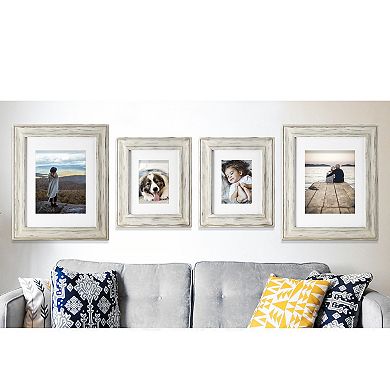 Malden White Wash Matted Wall Frame 4-Piece Set