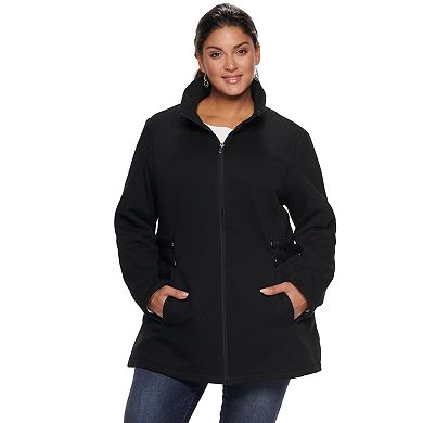 Plus Size Details Fleece Side Tab Hooded Jacket