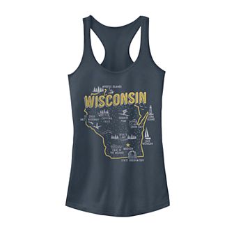 Juniors' Fifth Sun Wisconsin Map Tank Top
