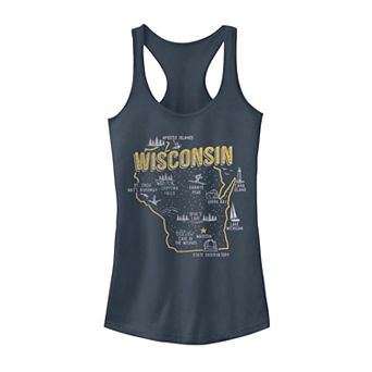 Juniors' Fifth Sun Wisconsin Map Tank Top