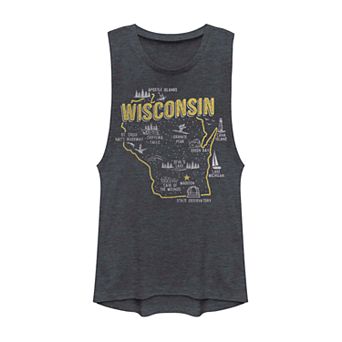 Juniors' Fifth Sun Wisconsin Map Muscle Tank Top