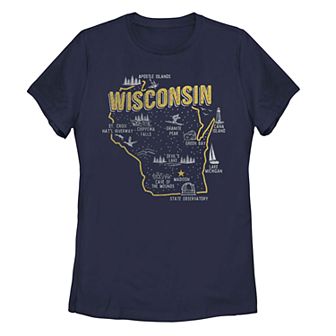 Juniors' Fifth Sun Wisconsin Map Tee