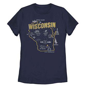 Juniors' Fifth Sun Wisconsin Map Tee